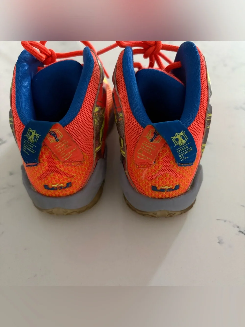 Nike LeBron 12 PS six Meridians hyper crimson orange volt kids sz 12c 685184-800